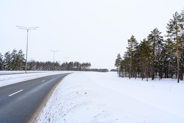 Winter road with snow