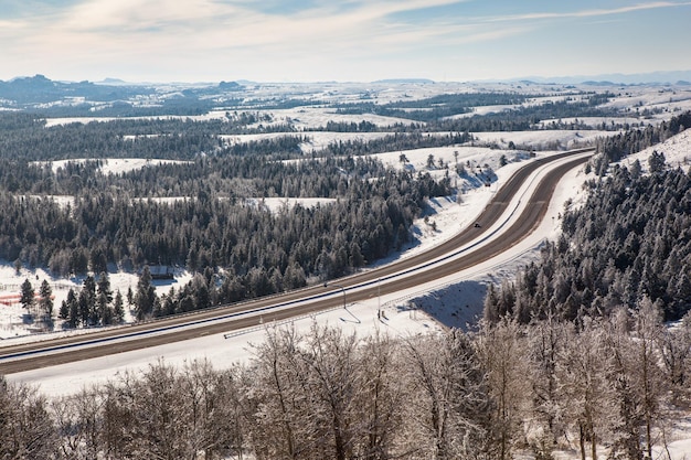 Winter roads along I-80 in southern Wyoming on November 30, 2015.