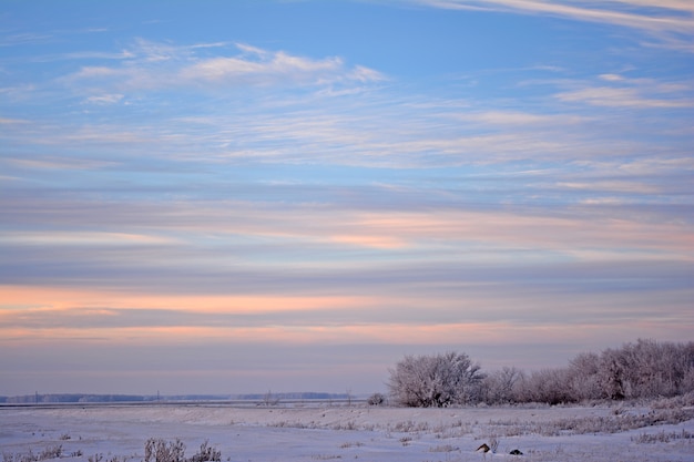 Photo winter rural landscape