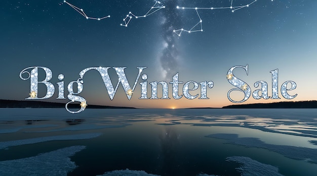 Photo winter sale background banner design and typography