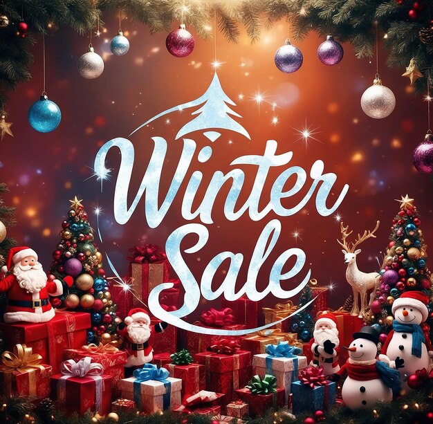 Winter sale logo in Christmas theme