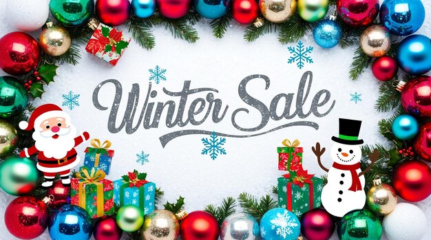 Photo winter sale logo in christmas theme