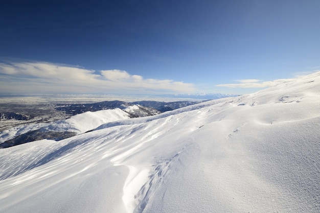 Winter scenic landscape in the italian Alps with snow.