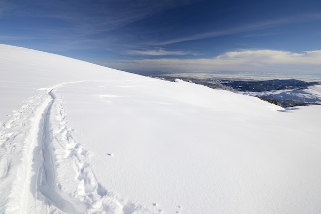 Winter scenic landscape in the italian Alps with snow.