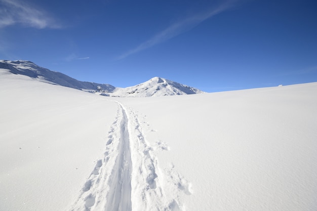 Winter scenic landscape in the italian Alps with snow.