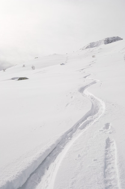 Winter scenic landscape in the italian Alps with snow.