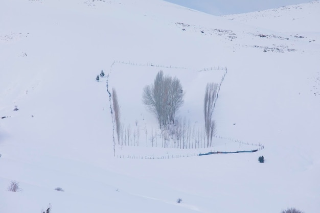 Winter Season in the Erzincan Mountains Drone Photo Kemah Erzincan Turkey Turkiye