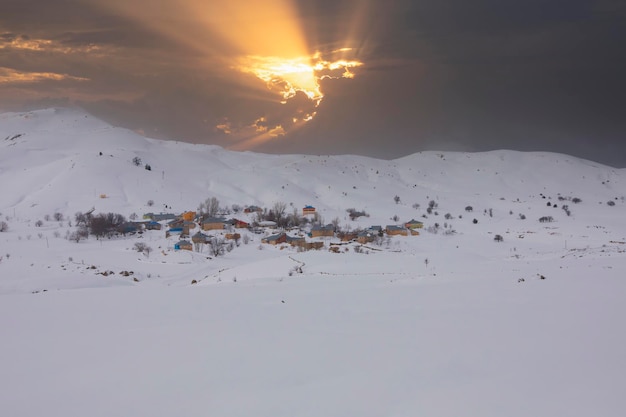 Winter Season in the Erzincan Mountains Drone Photo Kemah Erzincan Turkey Turkiye