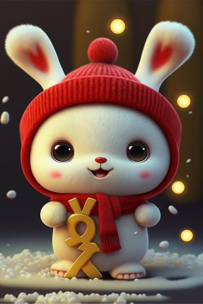 Winter season super cute rabbit Generative Ai