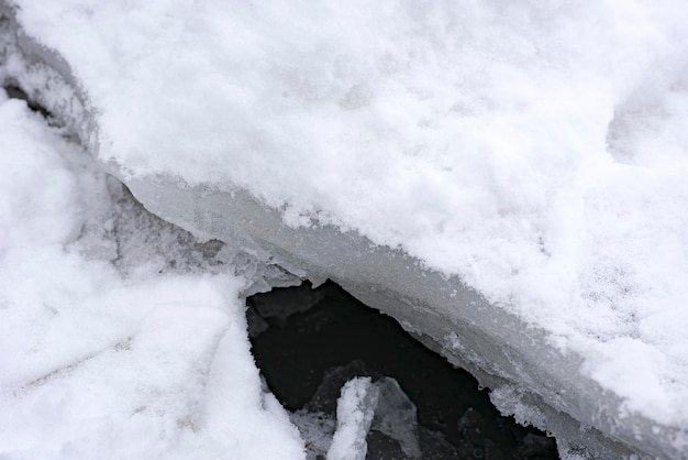 Winter shards of ice on the lake.