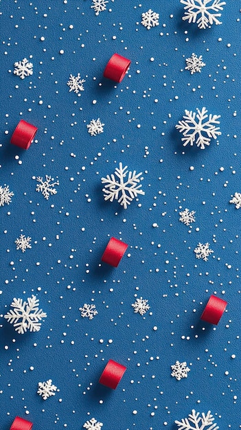 Photo winter snowflake pattern with red accents