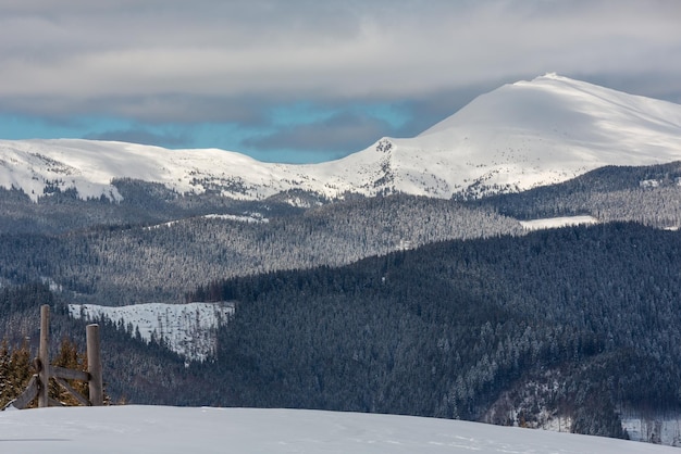 Winter snowy Carpathian mountains Ukraine