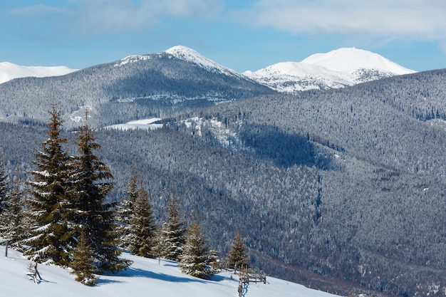 Winter snowy Carpathian mountains Ukraine