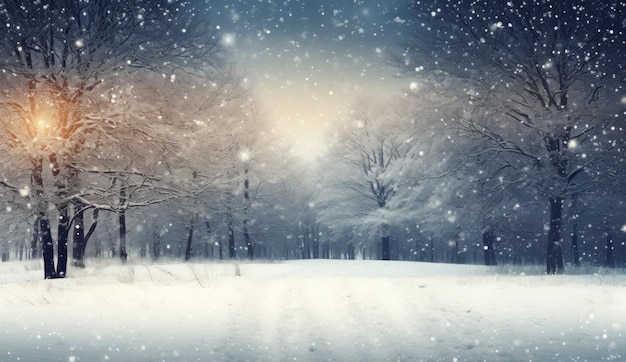 Winter snowy forest background Illustration AI Generative