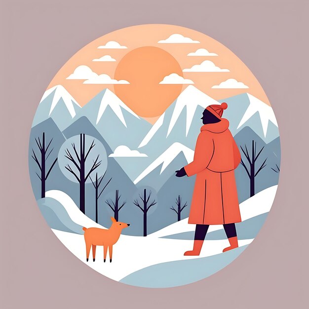 Photo winter solstice flat illustration