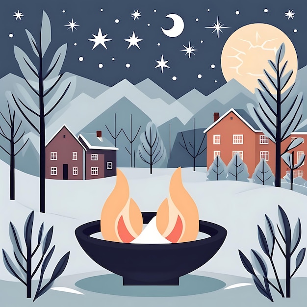 Photo winter solstice flat illustration