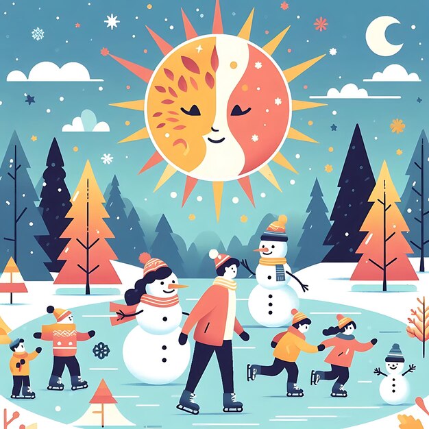 Photo winter solstice flat illustration