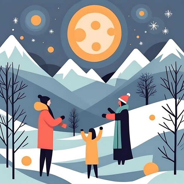 Photo winter solstice flat illustration