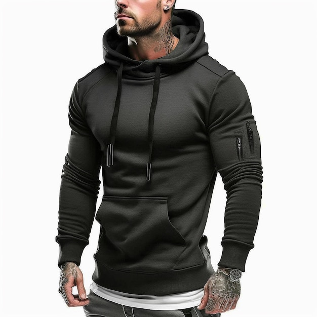 Winter Streetwear Casual Classic Pocket Pure Color Long Sleeve Cotton Hoodies