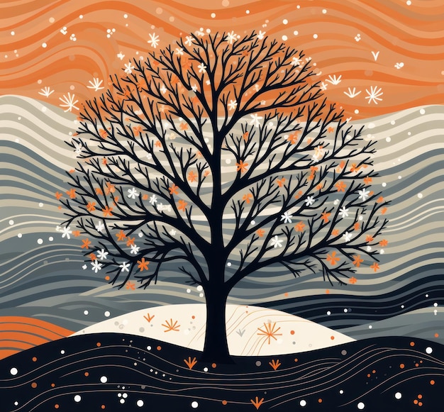 winter tree tree illustration geometric shapes