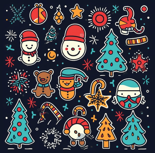 Winter vacation themed vector stickers Multiple items