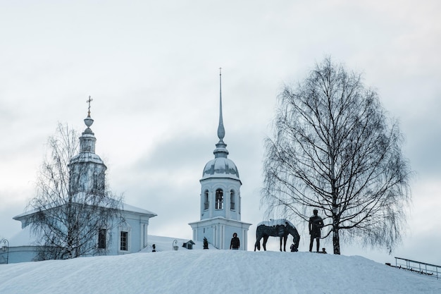 Winter view of the Vologda Kremlin early in the morning.