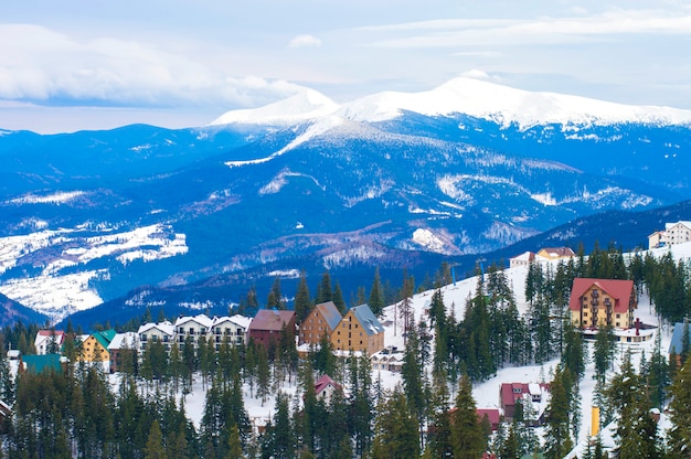 winter village in the mountains