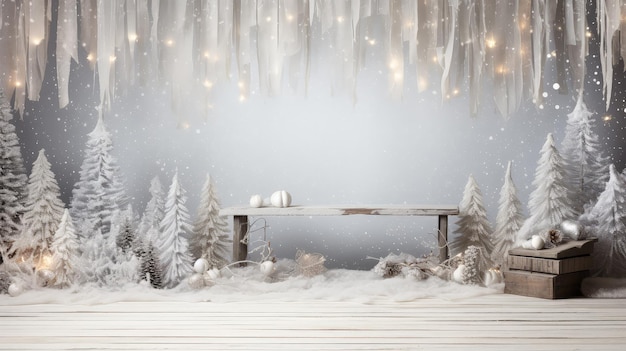 Photo winter white wood christmas background