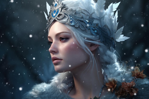 Winter woman queen crown Generate Ai