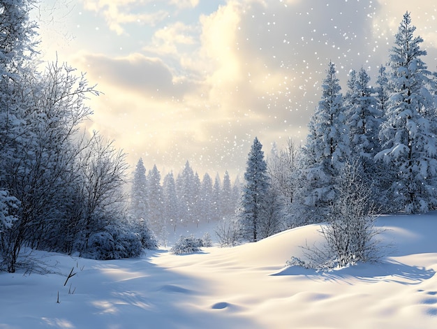 Winter Wonderland Background with Falling Snowflakes in Various Sizes on a Gradient Blue to White Background Creating a Magical and Festive Seasonal Atmosphere