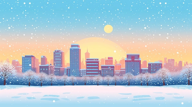 Photo winter wonderland cityscape with minimalistic design