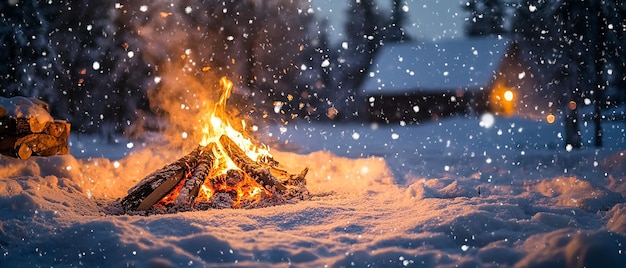 Photo winter wonderland cozy fire