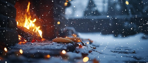 Photo winter wonderland cozy fire