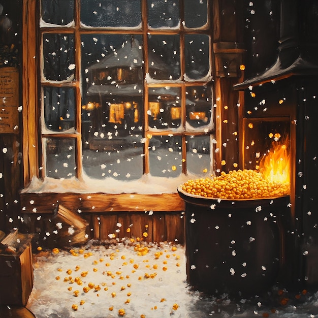 Photo winter wonderland cozy fire