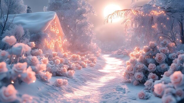 Photo winter wonderland a romantic snowcovered cottage