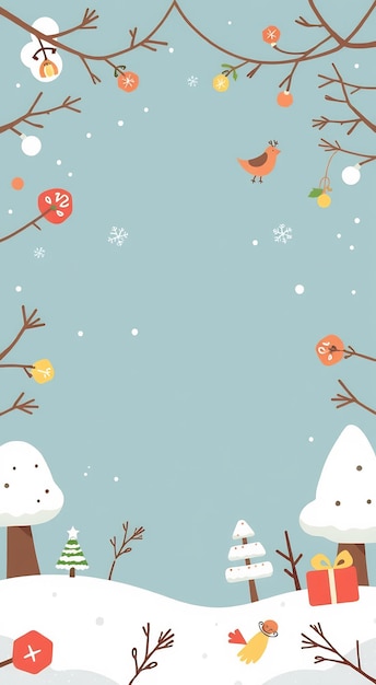 Winter wonderland scene with snowcovered trees and a bird