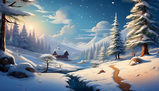 Winter Wonderland Serene and Snowy Seasonal Scene