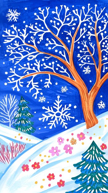 Winter Wonderland Tree Illustration