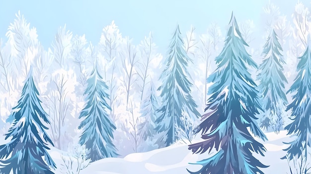 Winter wonderland with snowcovered trees and a bright blue sky