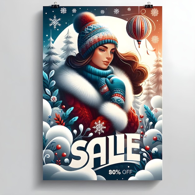 WinterThemed Vertical Banner for Holiday Sales