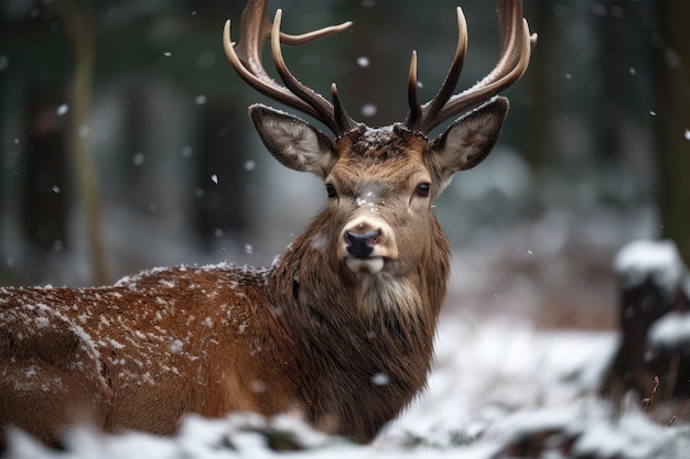 Wintertime deer portrait