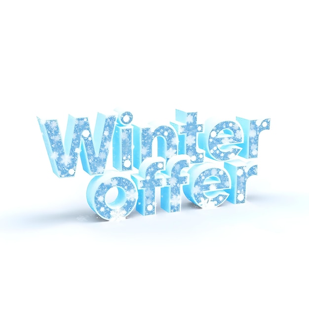 Photo wintery 3d text winter offer sparkles with chill cool ice toned letters gleam winter themed ico