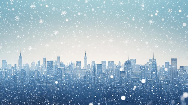 Wintery New York City Skyline