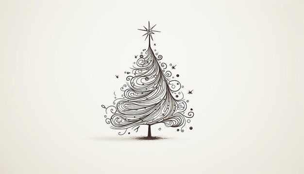 Photo wired christmas tree minimalist hand pencil sketch