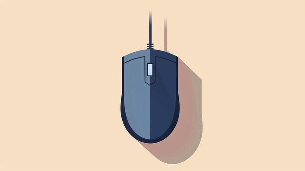 Photo a wired computer mouse on a beige background