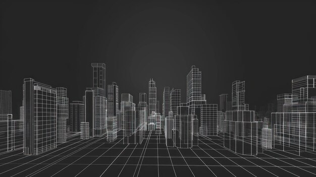 Wireframe Cityscape A Digital Architectural Vision