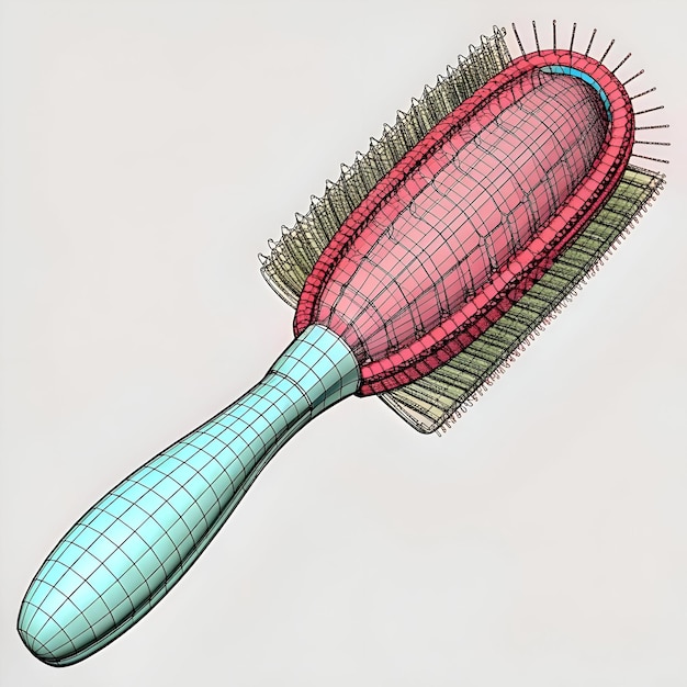 Wireframe illustration of a hairbrush with a detailed design perfect for beauty fashion and hair care concepts