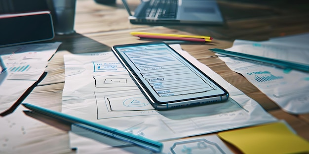 Wireframe Mobile Phone Design