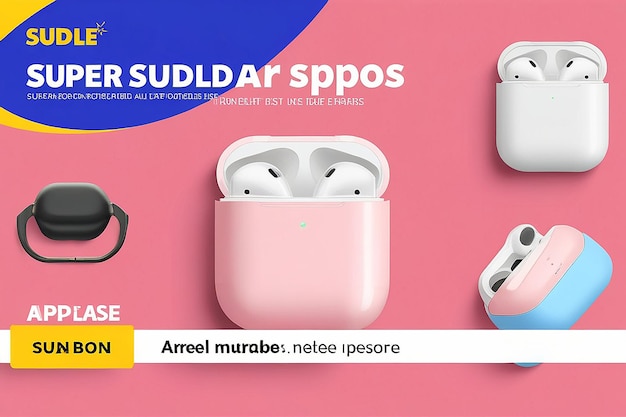 Photo wireless airpods super sale social media banner template