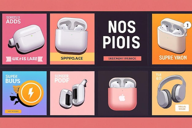 Photo wireless airpods super sale social media banner template